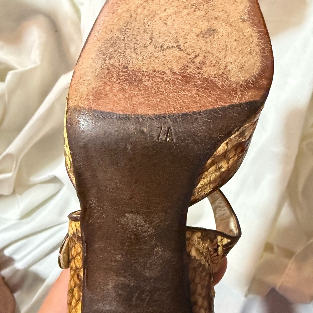 ✨ RARE Vintage Italian Python Snakeskin T-Strap Mary Jane Heels - Picture 7 of 11